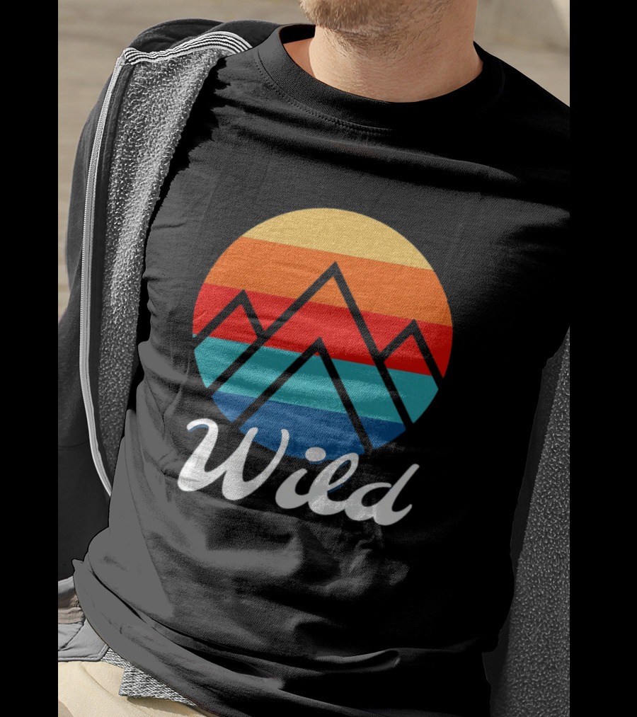 Wild Minimalistic Mountains Retro Circle Stripes T-Shirt