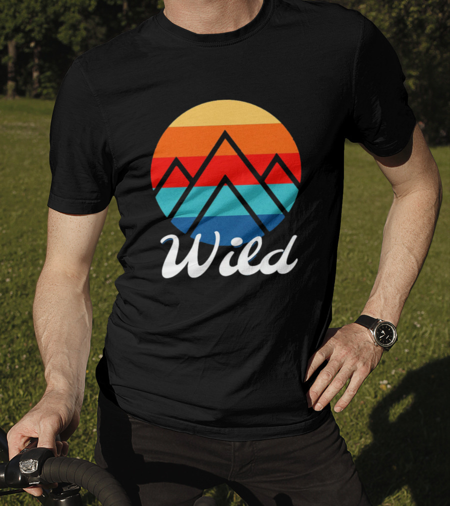 Wild Minimalistic Mountains Retro Circle Stripes T-Shirt
