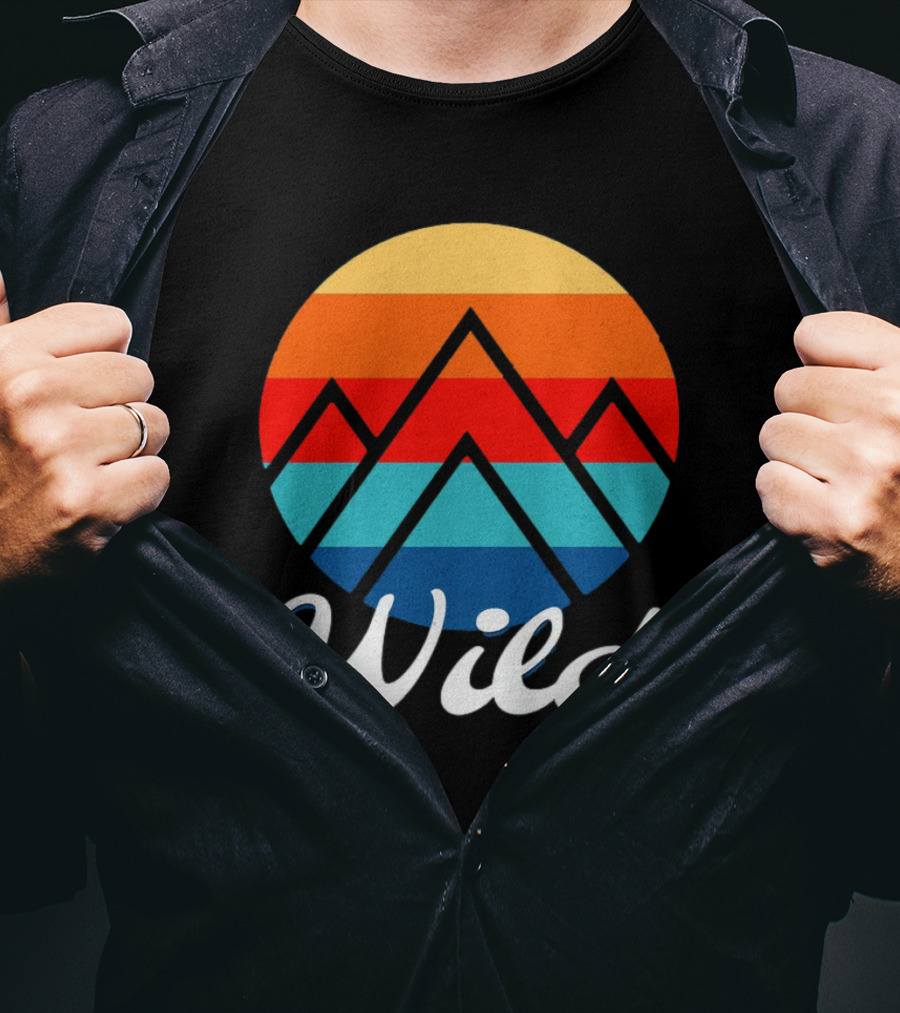 Wild Minimalistic Mountains Retro Circle Stripes T-Shirt