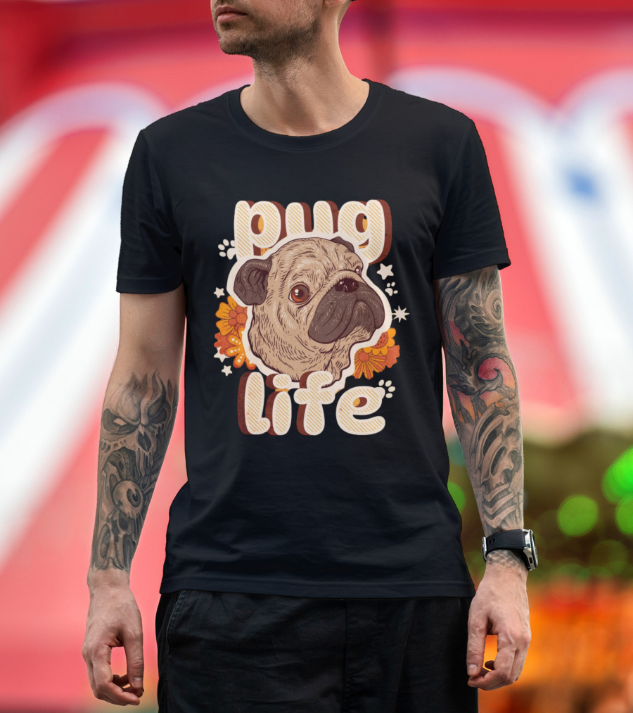 Pug Life Retro Floral T-Shirt