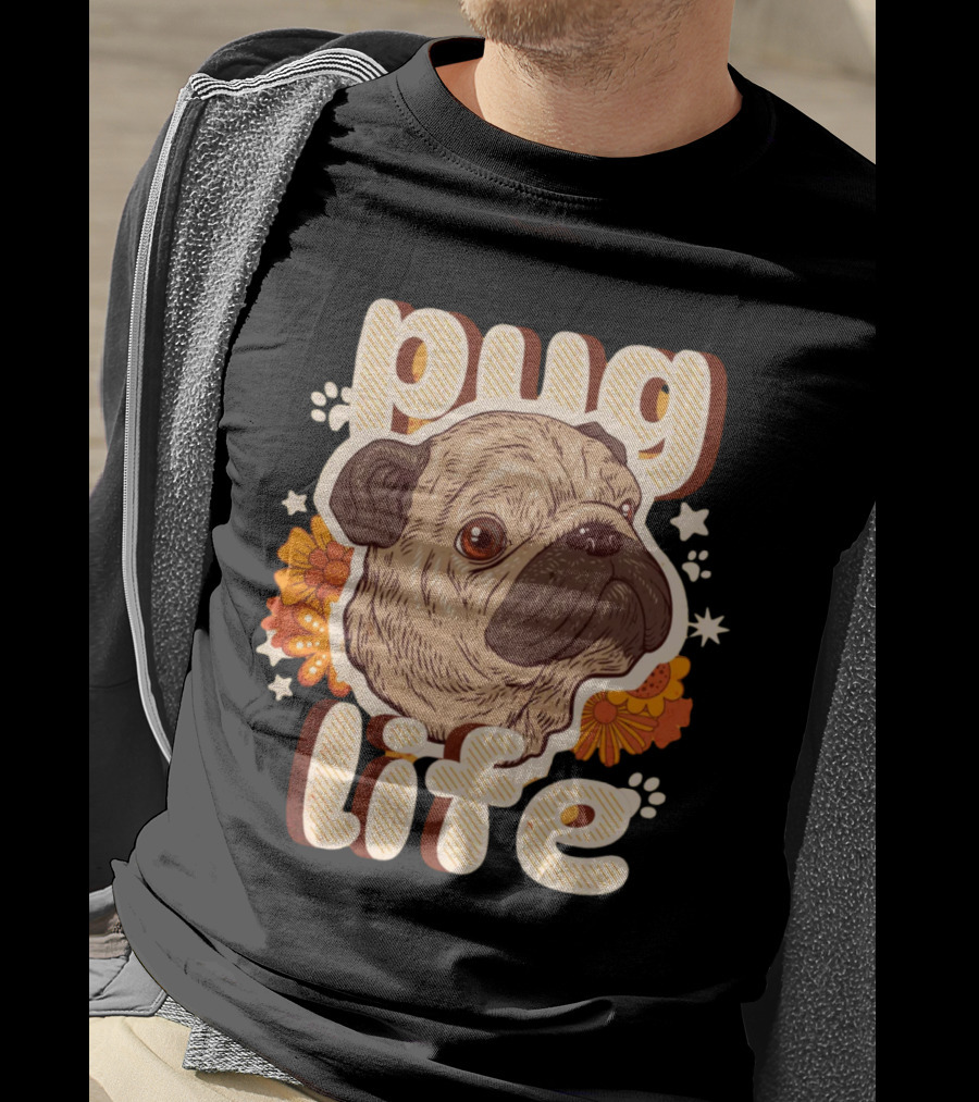 Pug Life Retro Floral T-Shirt