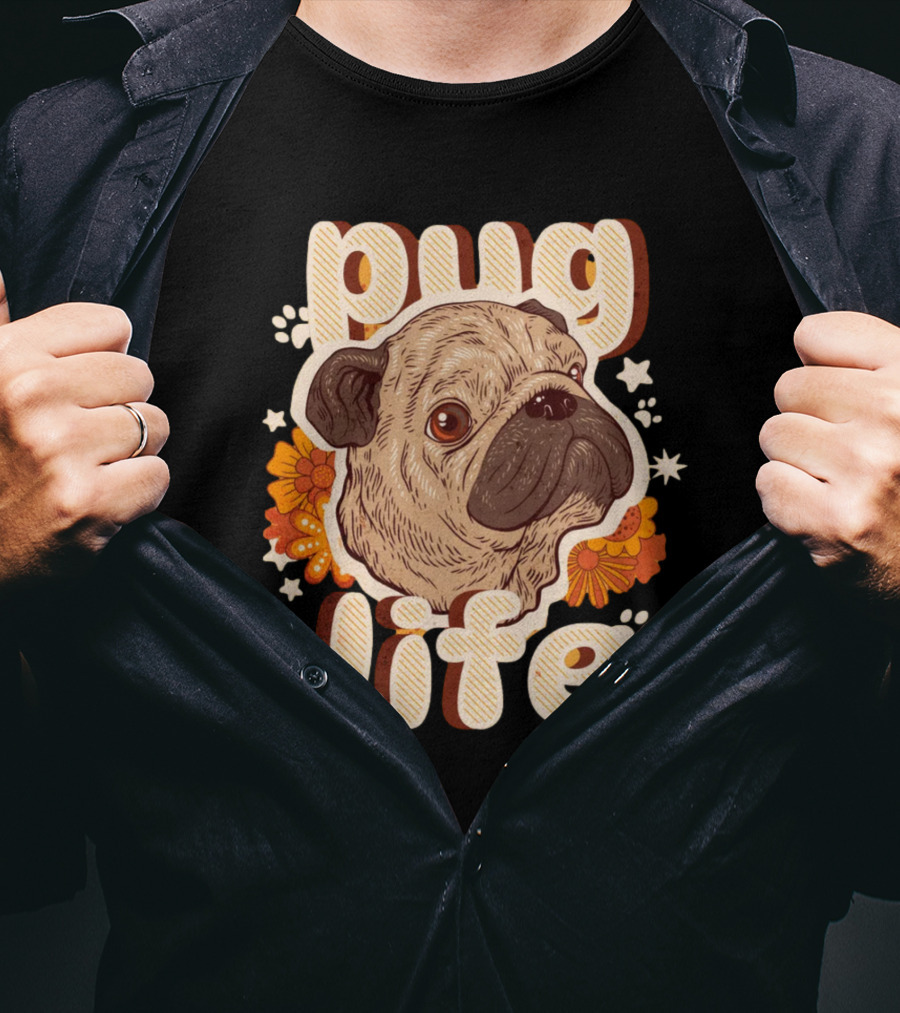 Pug Life Retro Floral T-Shirt