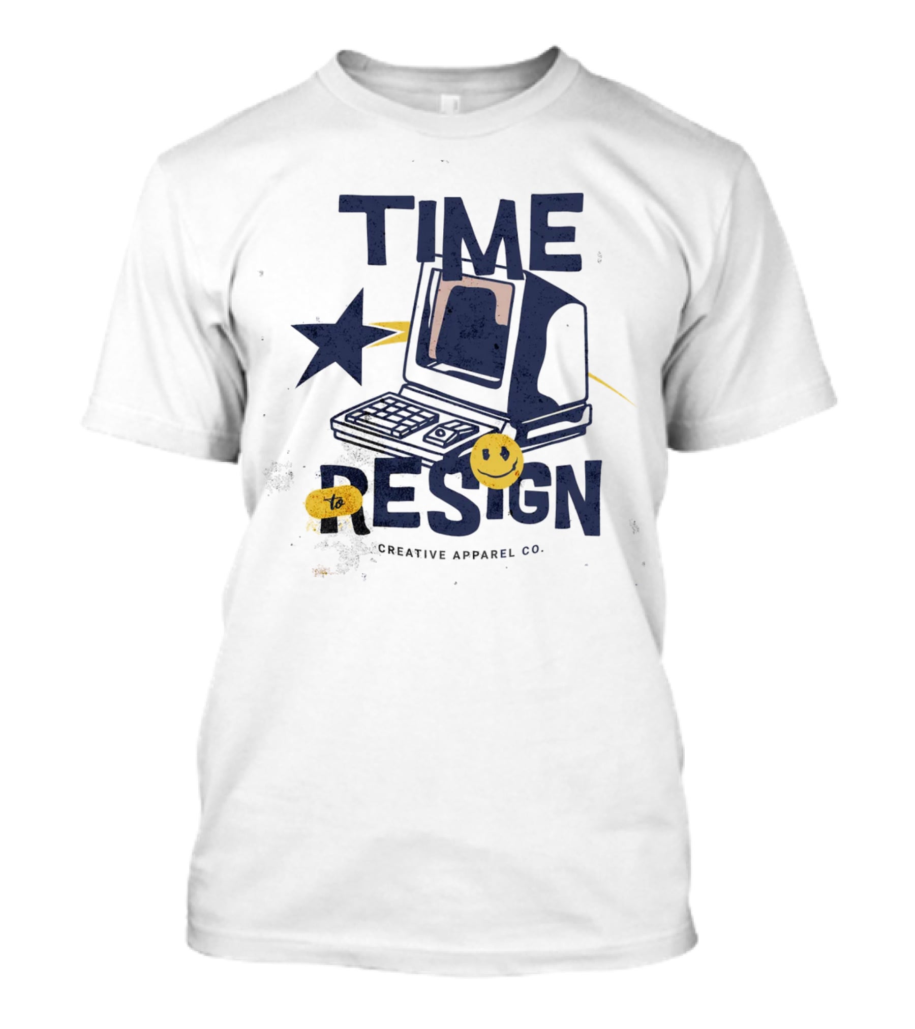 Time To Resign Vintage Computer Smiley Creative Apparel Co T-Shirt