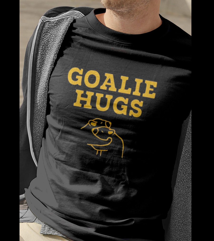 GOALIE HUGS Hockey Embrace Drawing T-Shirt