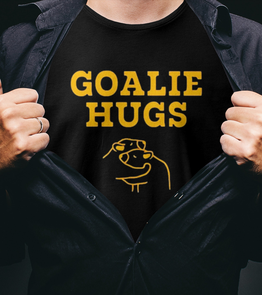 GOALIE HUGS Hockey Embrace Drawing T-Shirt