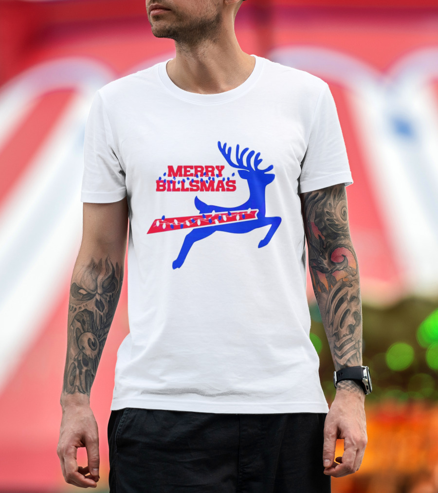 Merry Billsmas Reindeer Xmas Lights Buffalo T-Shirt