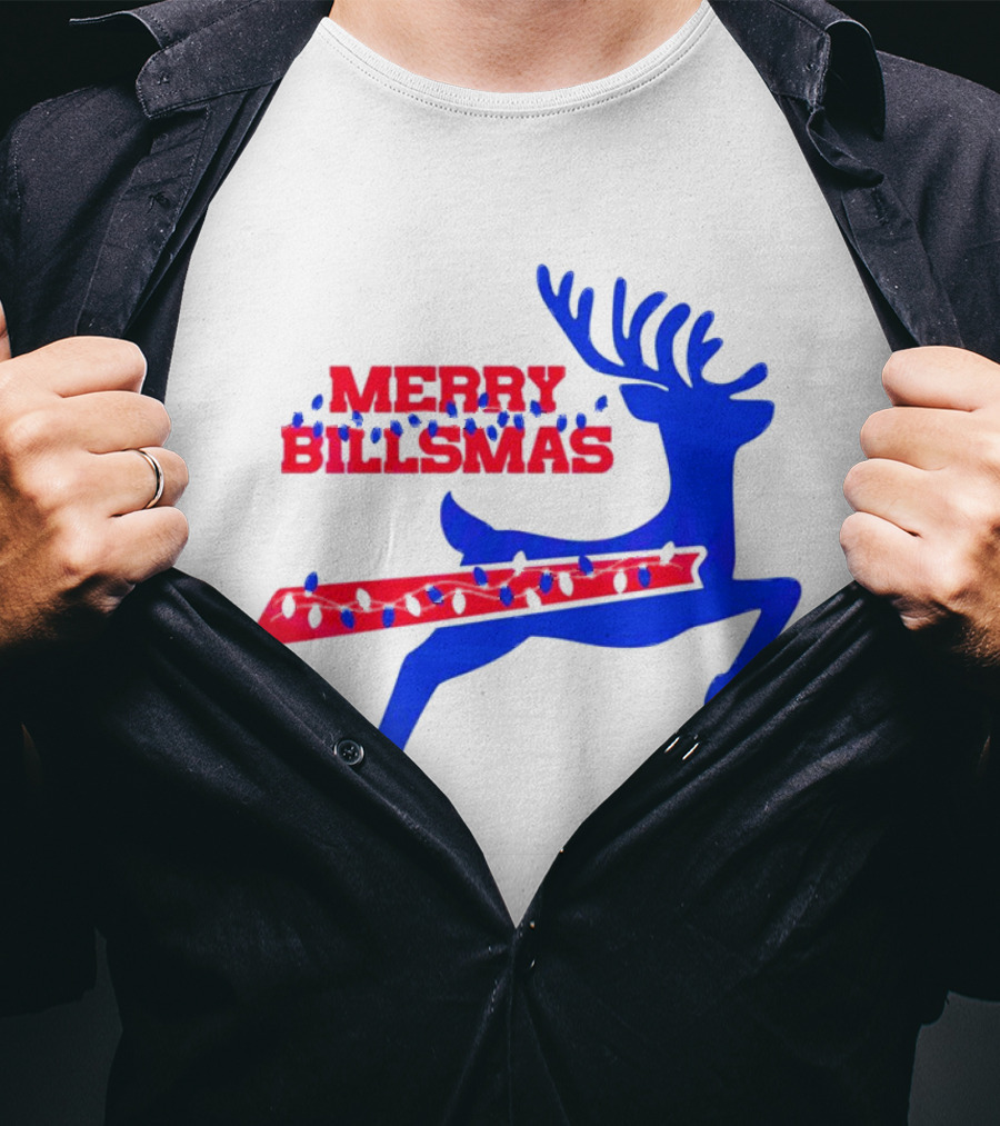 Merry Billsmas Reindeer Xmas Lights Buffalo T-Shirt
