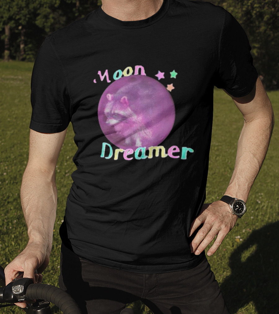 Moon Dreamer Raccoon Pastel Stars T-Shirt