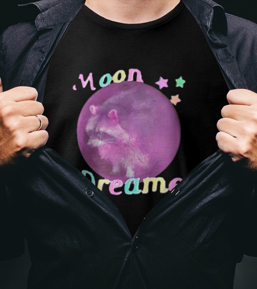 Moon Dreamer Raccoon Pastel Stars T-Shirt