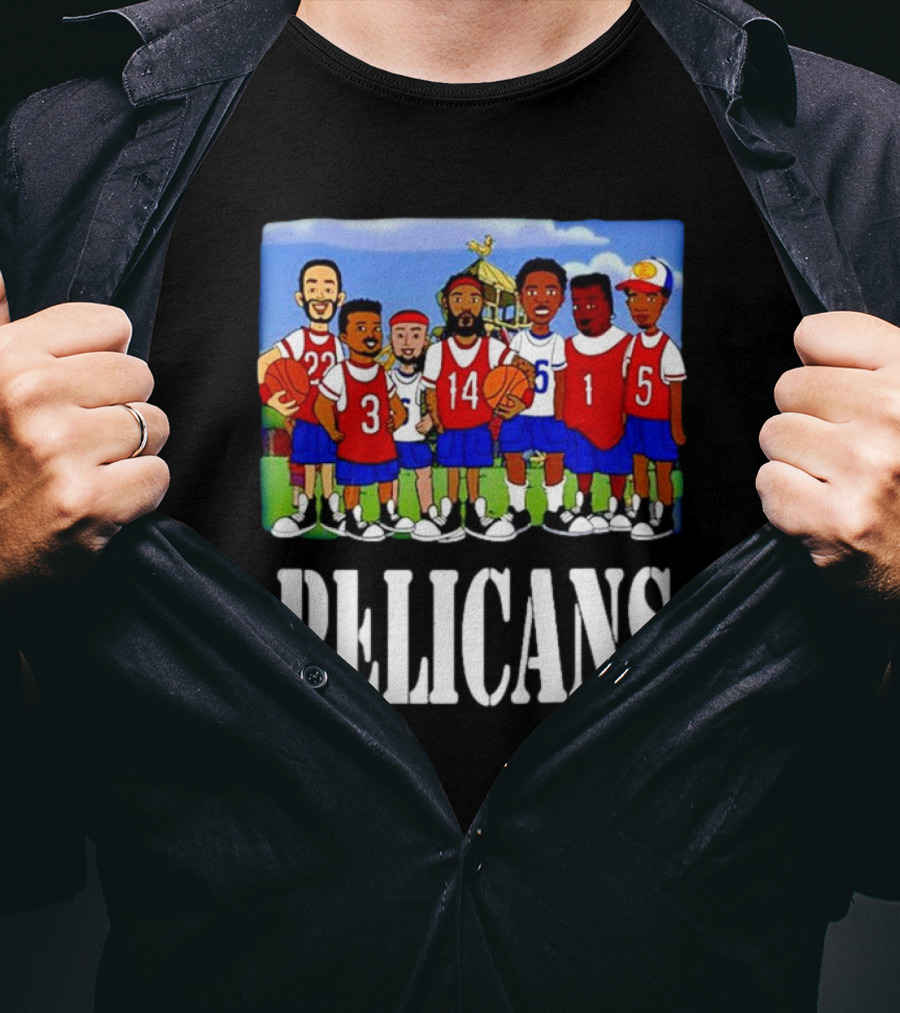 Recess Cartoon Style Characters With Basketball Jerseys Pelicans T-Shirt