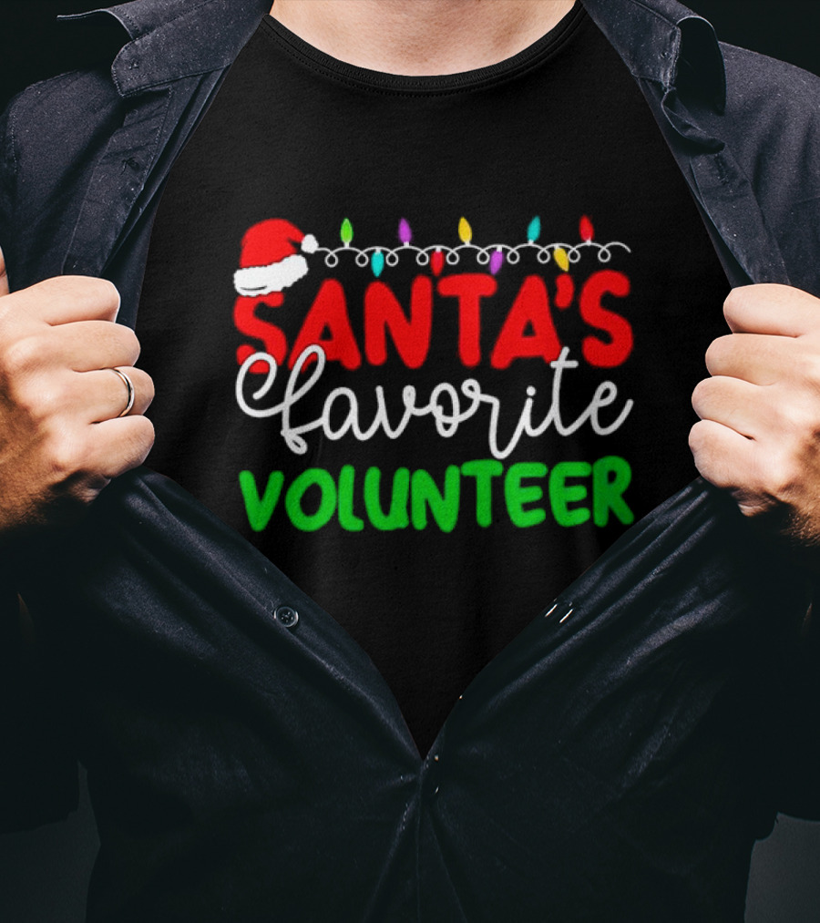 Santa's Favorite Volunteer Christmas Lights Hat T-Shirt