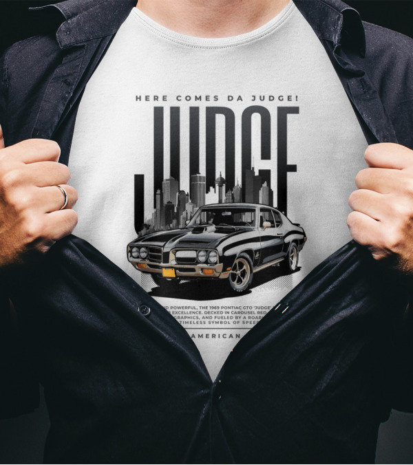 Pontiac Judge Muscle Car Iconic Roaring Classic City Skyline T-Shirt