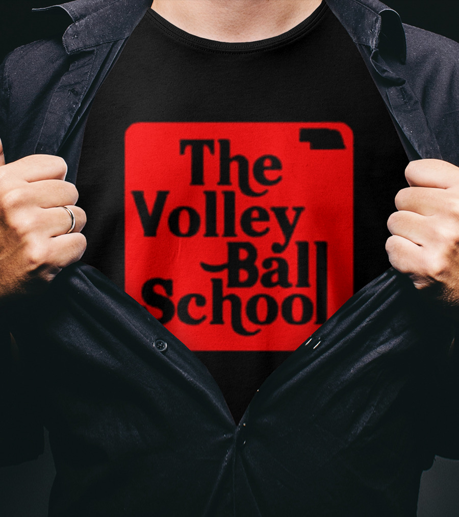 The Volleyball School Nebraska Red Square Text T-Shirt
