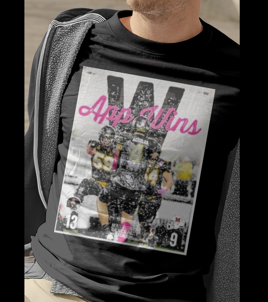 Appalachian State Mountaineers Football App Wins 13 9 Victory Celebration Football Players In Action T-Shirt