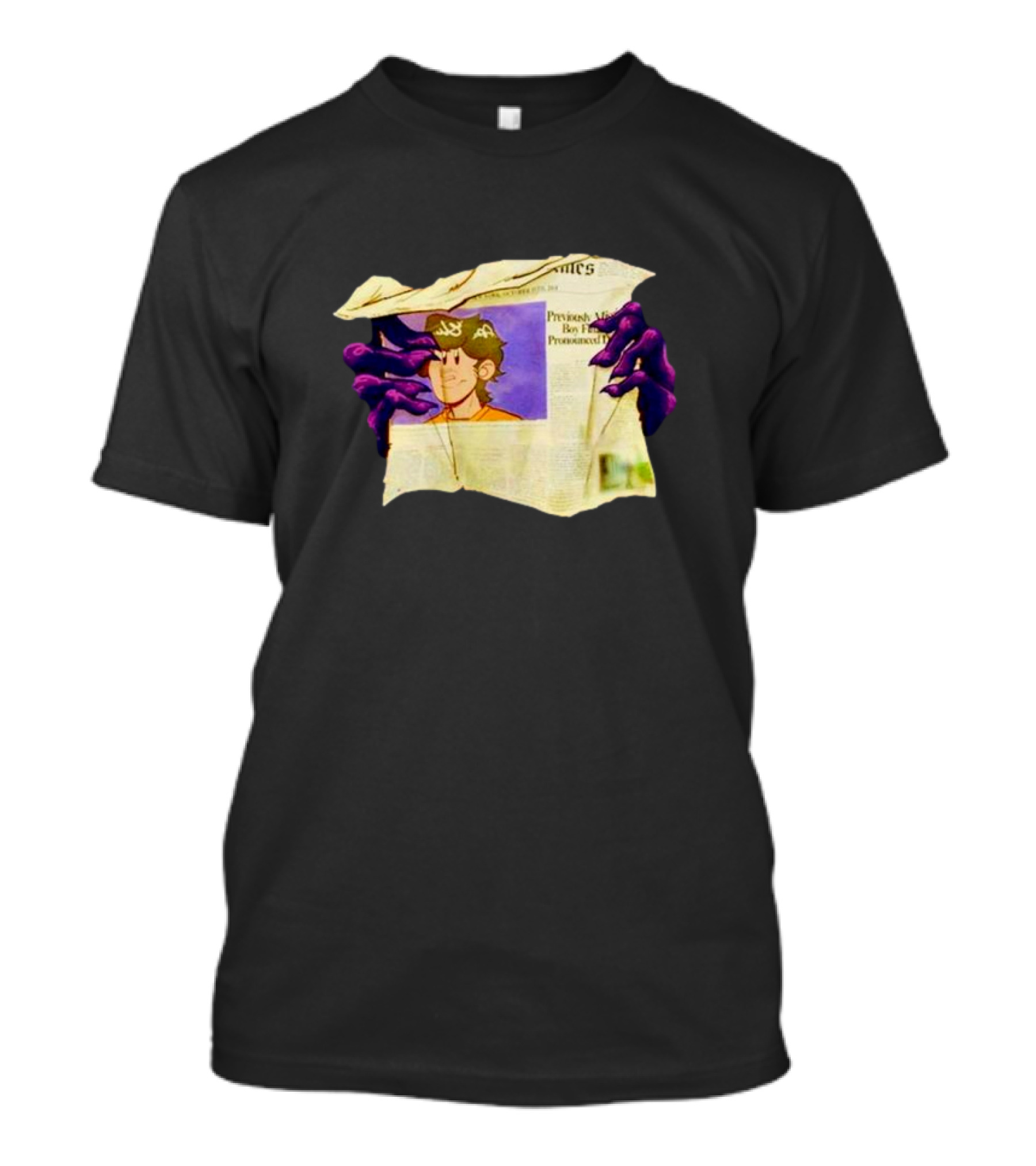 Graaavel’s Backstory Newspaper Cursed Hands Crowned Character T-Shirt