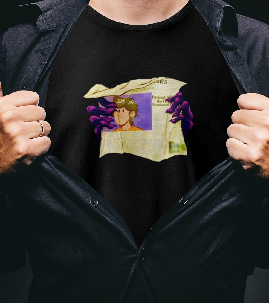 Graaavel’s Backstory Newspaper Cursed Hands Crowned Character T-Shirt