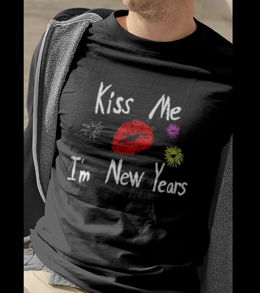 Kiss Me I'm New Years Fireworks And Red Lips T-Shirt