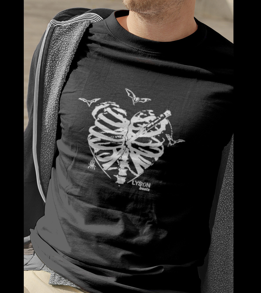 Lyson Beats Ribcage Heart With Bats And Spider T-Shirt