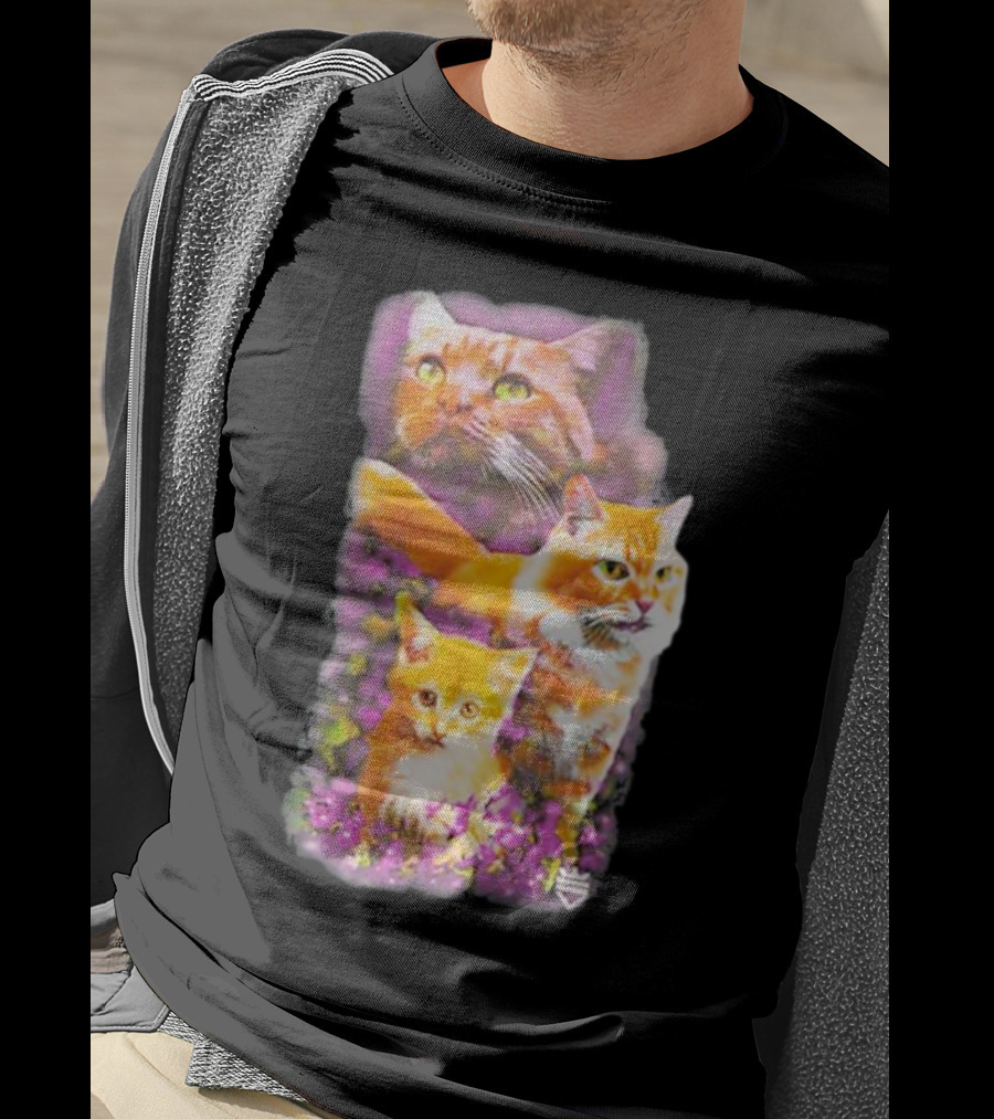 Opticgaming Scump Cat Trio Among Blossoms T-Shirt