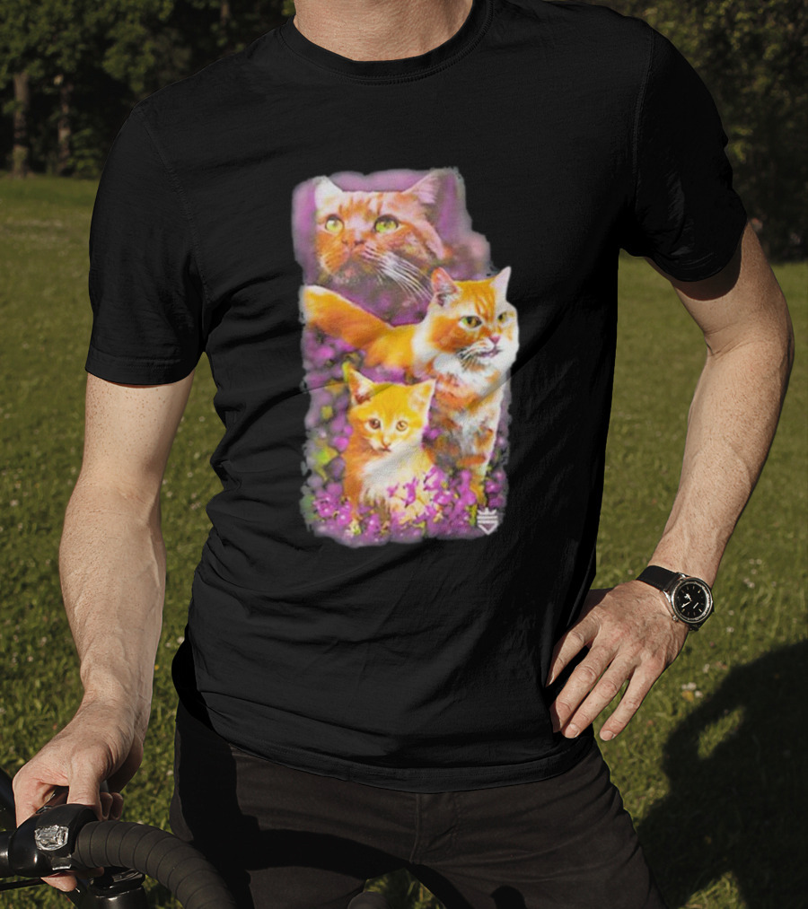 Opticgaming Scump Cat Trio Among Blossoms T-Shirt