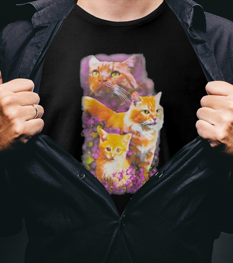 Opticgaming Scump Cat Trio Among Blossoms T-Shirt