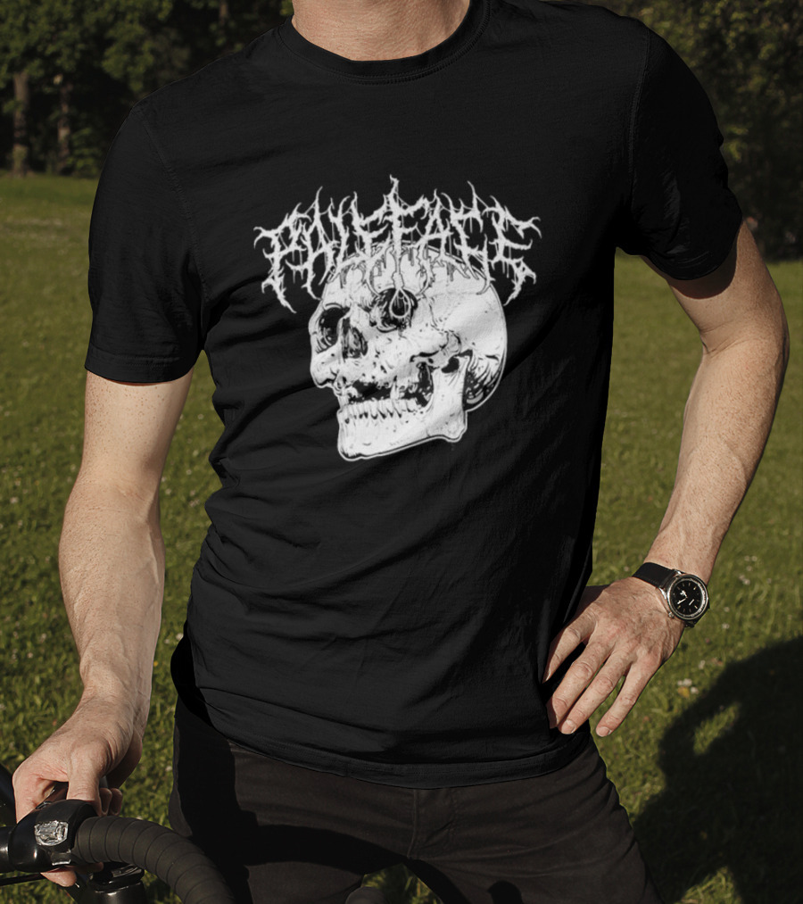 Paleface Skull Art With Gothic Script T-Shirt