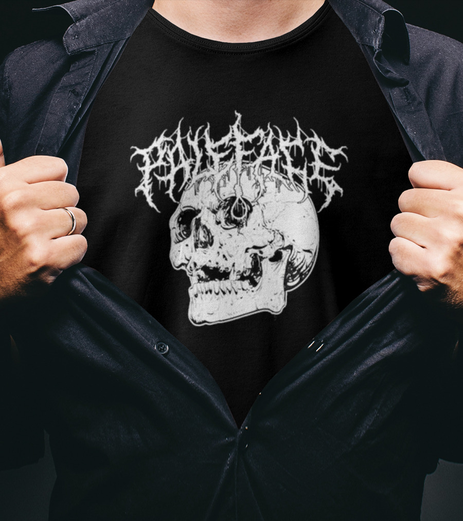 Paleface Skull Art With Gothic Script T-Shirt