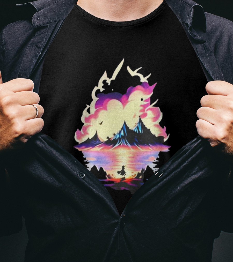 Fairy Tale Sight Comics Artwork Enchanted Landscape With Mountains And Reflection T-Shirt