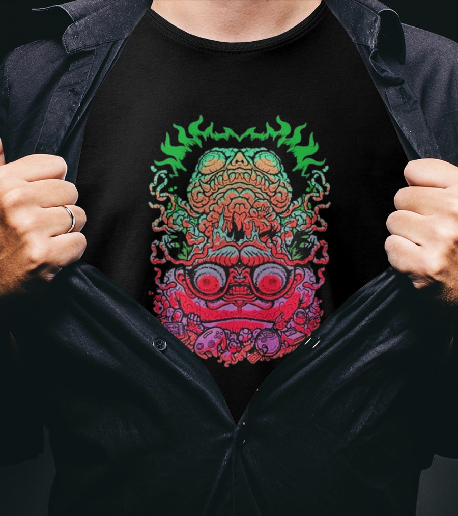Papa Meat Psychedelic Skull Monster Stack T-Shirt