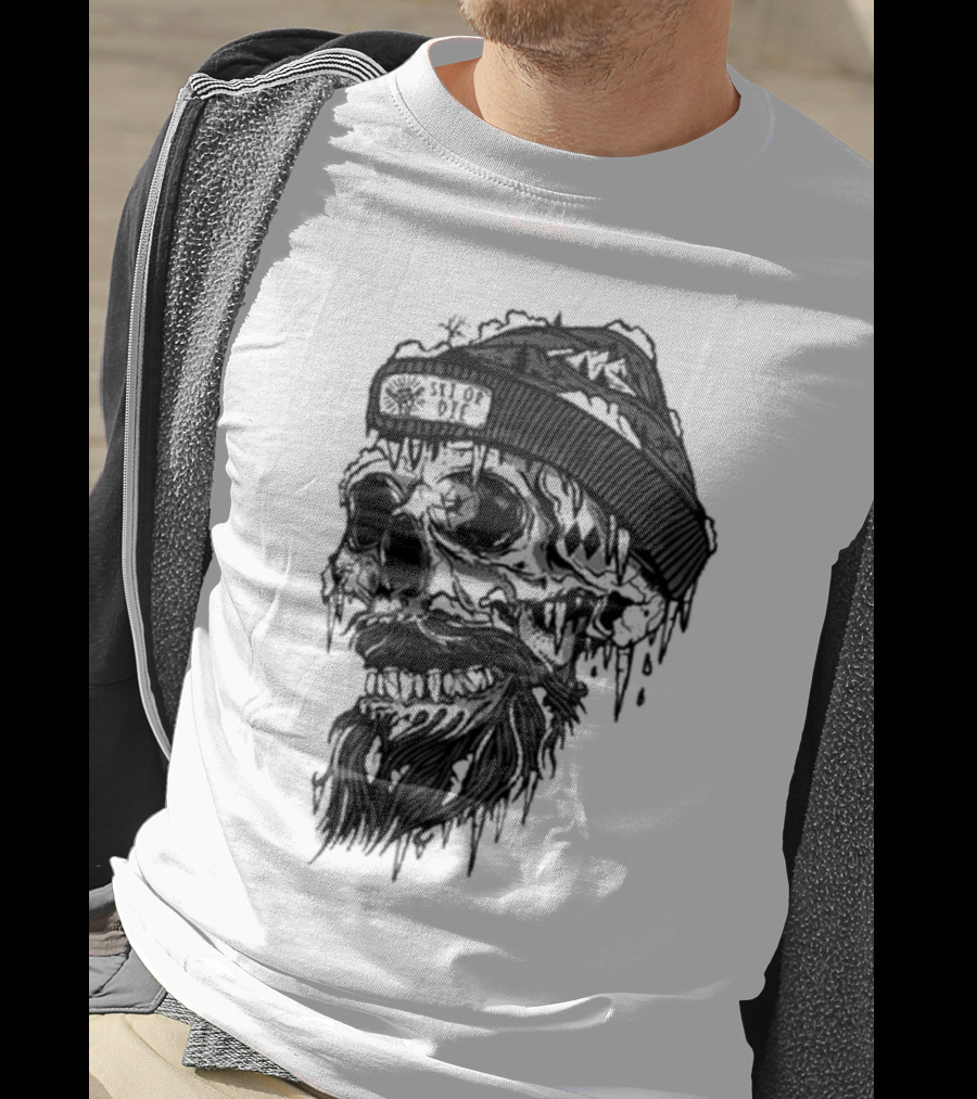 Skull Wild Ski Or Die Ice Beard Beanie Adventure T-Shirt