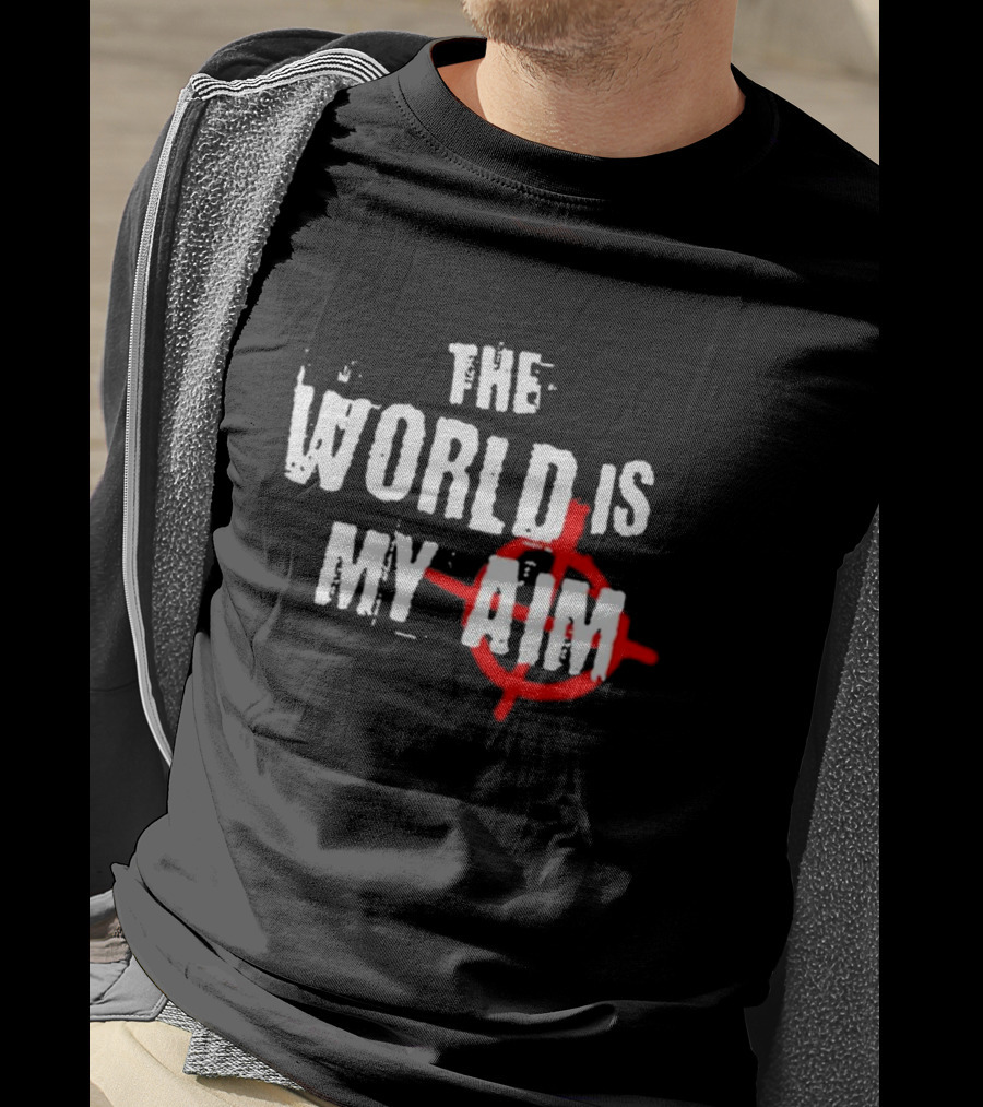 The World Is My Aim Vintage Black And White With Red Target Circle T-Shirt