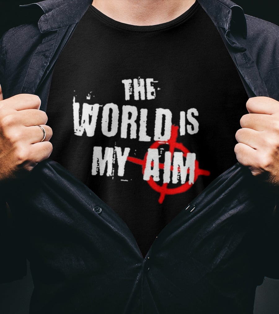 The World Is My Aim Vintage Black And White With Red Target Circle T-Shirt