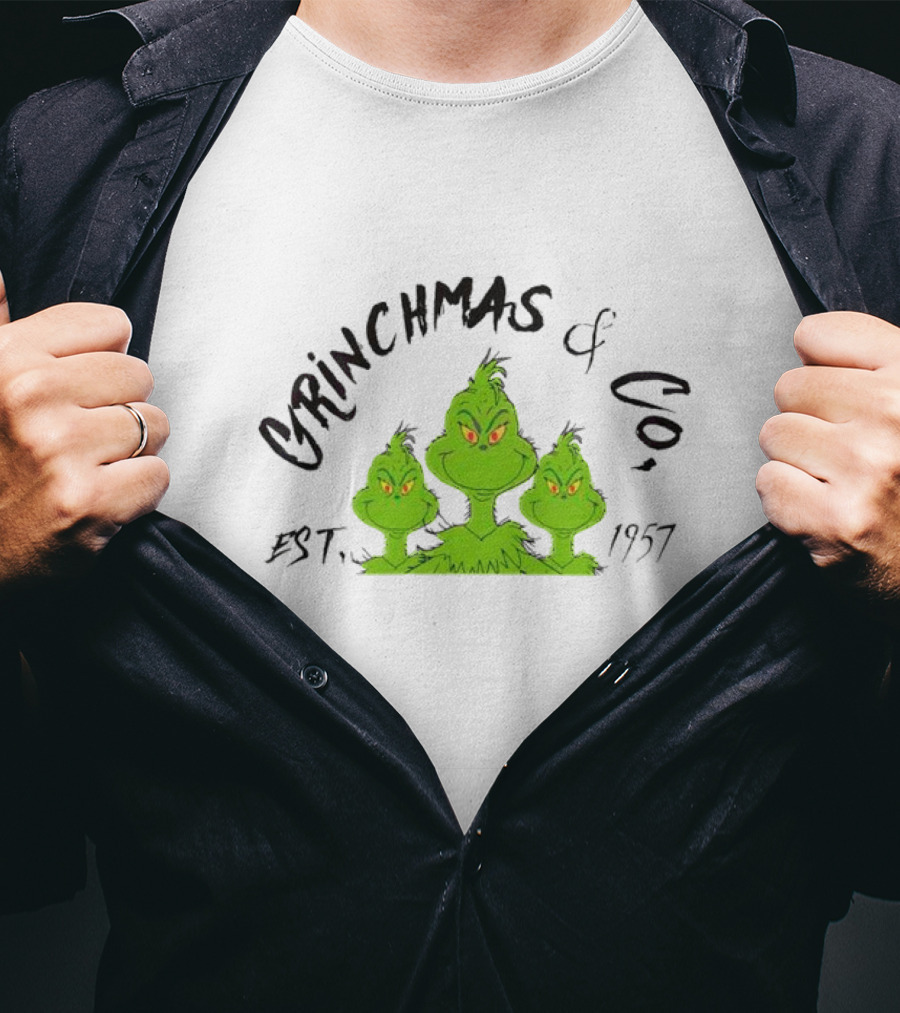 Grinchmas And Co Established 1957 Featuring Iconic Green Grinch Trio T-Shirt