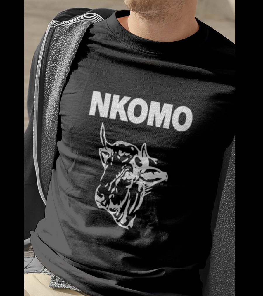 NKOMO Cow Illustration White Text T-Shirt