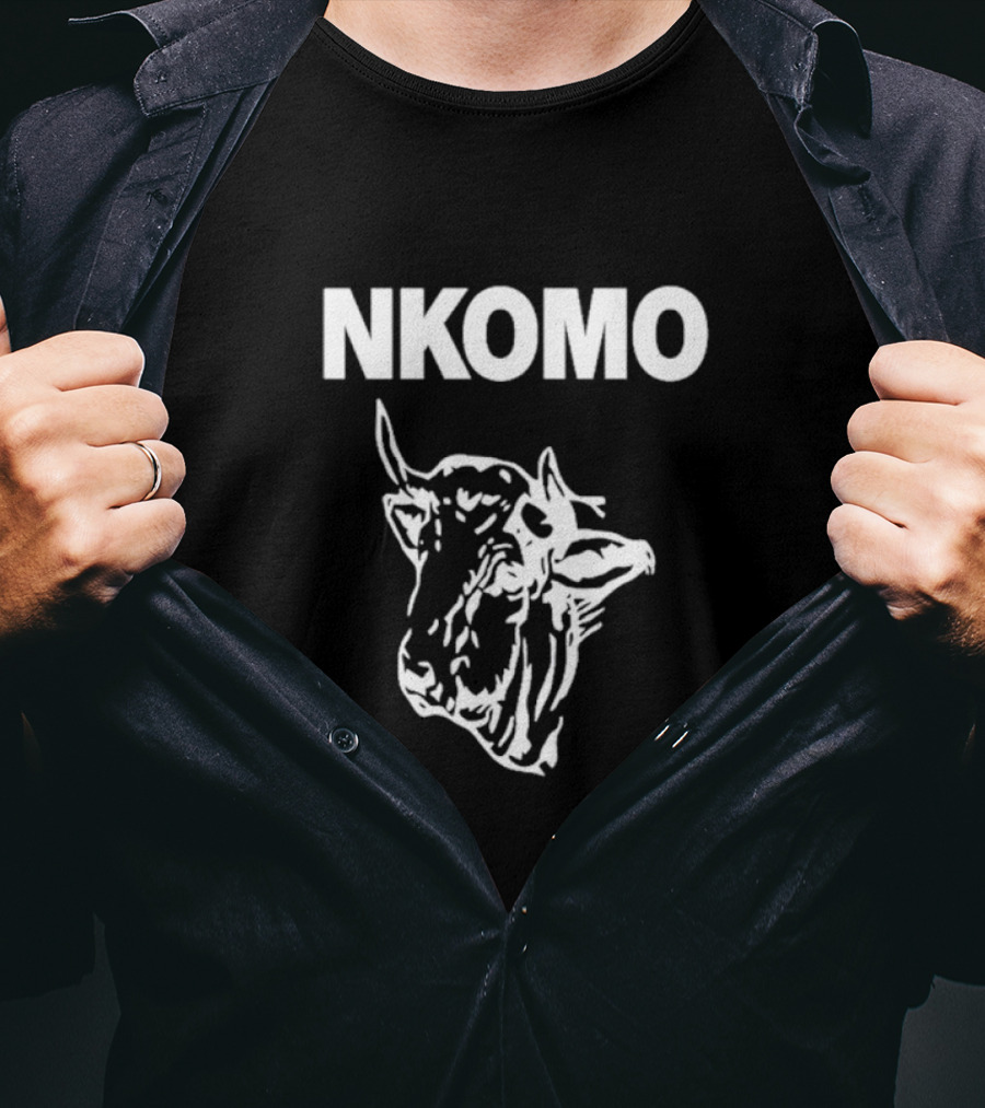 NKOMO Cow Illustration White Text T-Shirt