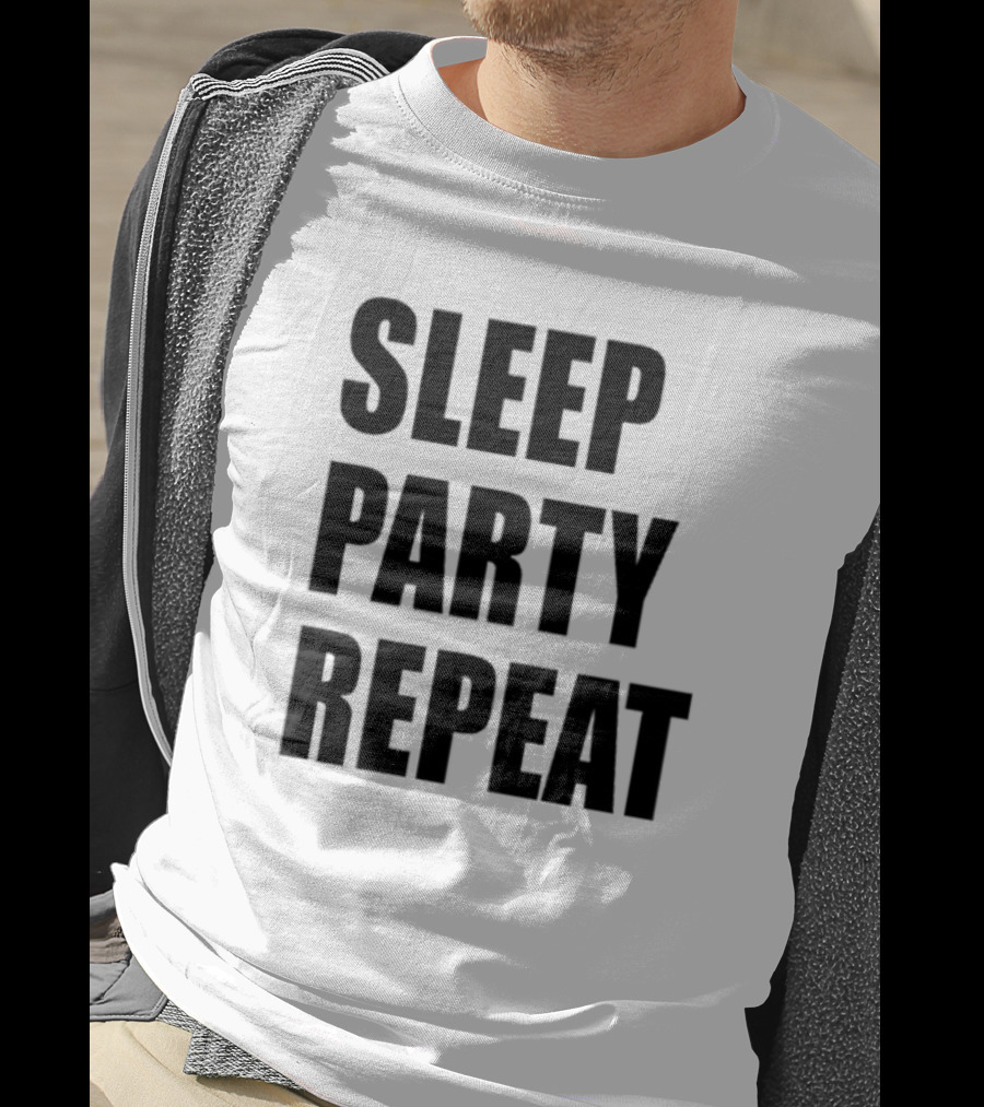 Sleep Party Repeat Slogan Black минималистичний дизайн T-Shirt