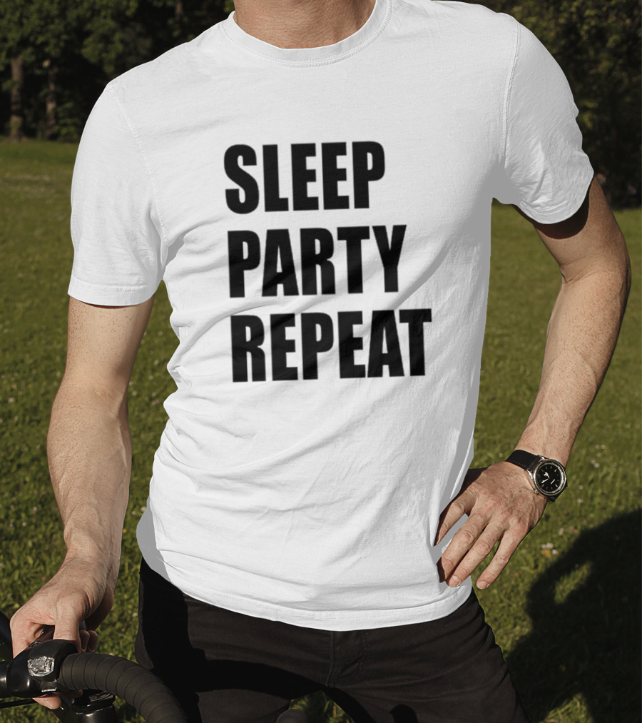 Sleep Party Repeat Slogan Black минималистичний дизайн T-Shirt