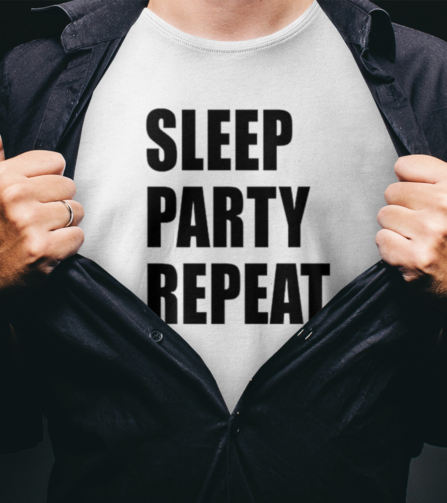 Sleep Party Repeat Slogan Black минималистичний дизайн T-Shirt