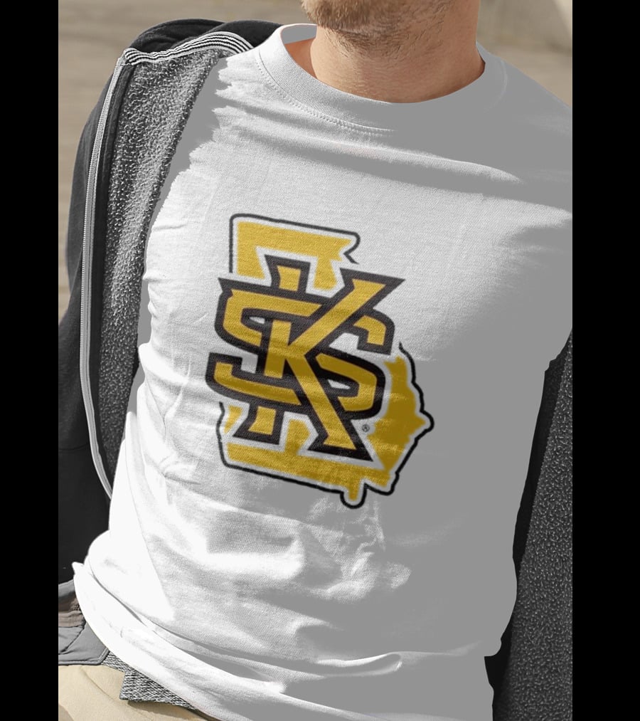 KSU Athletics Black And Gold Georgia Map T-Shirt