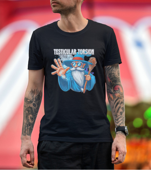Premium T-Shirt: Testicular Torsion Wizard with Magic and Broomstick T-Shirt Testicular Torsion Wizard with Magic and Broomstick T-Shirt