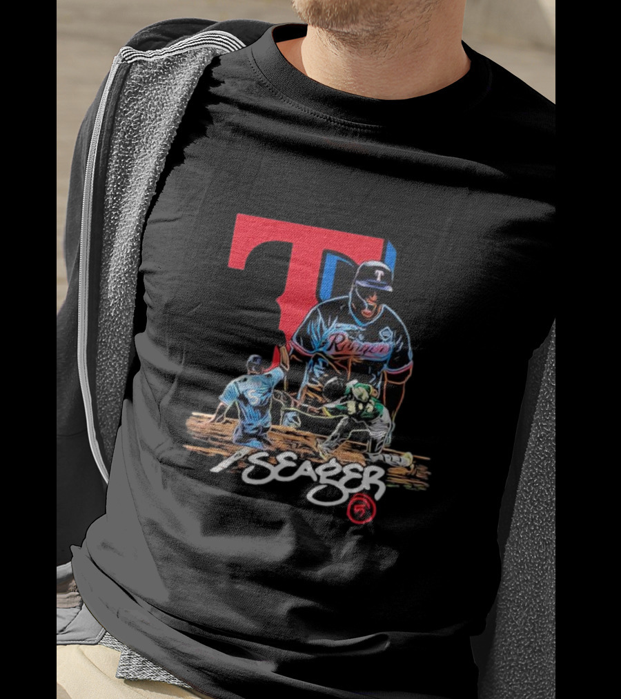 Texas Rangers Seager Baseball Action T-Shirt