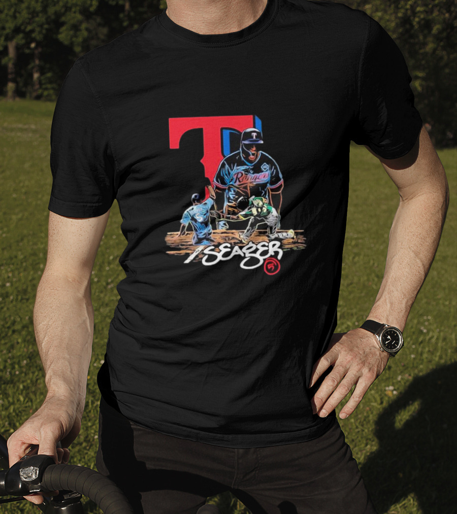 Texas Rangers Seager Baseball Action T-Shirt