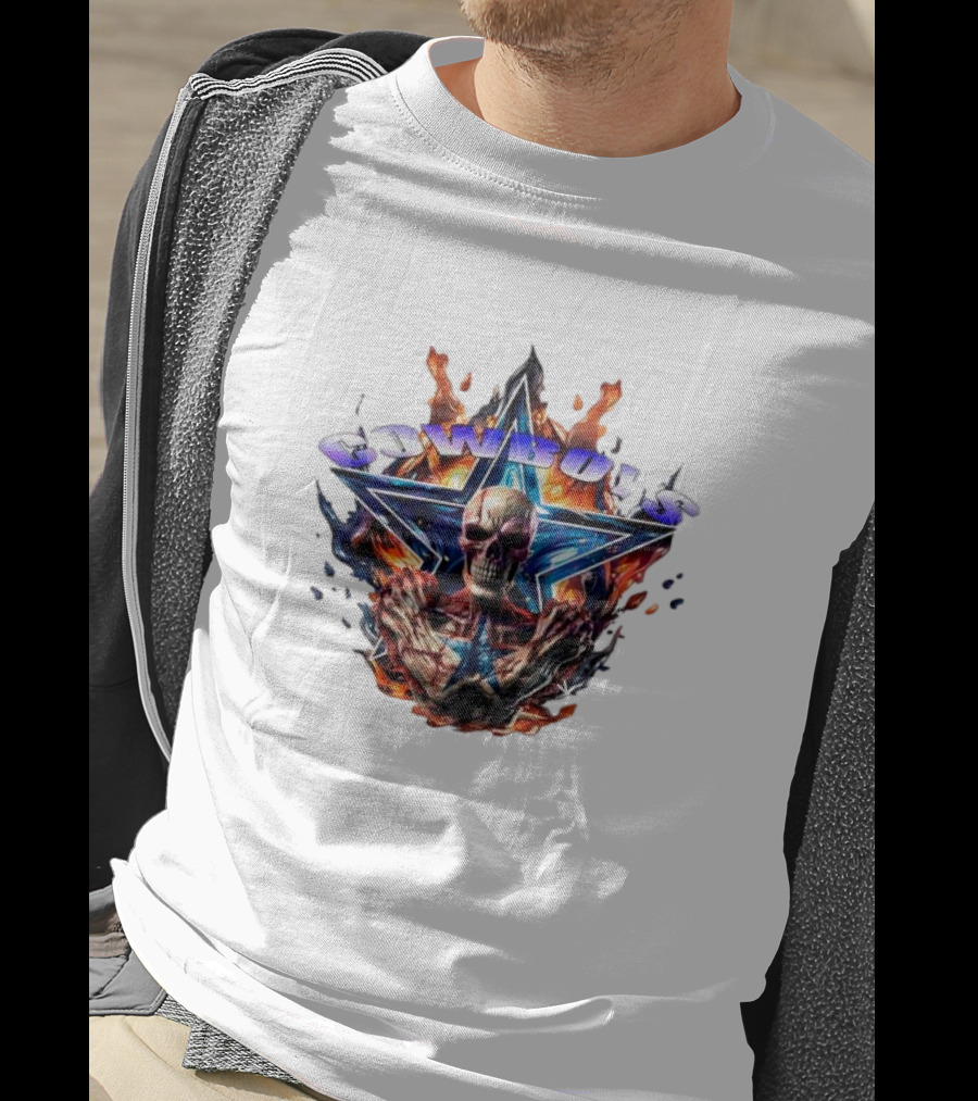 Cowboys Skeleton Star Flames T-Shirt