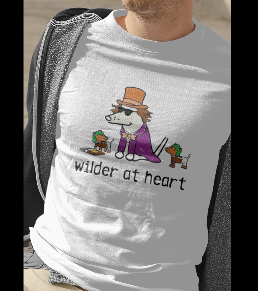 Wilder At Heart Dog In Orange Hat And Purple Outfit With Two Small Dogs T-Shirt