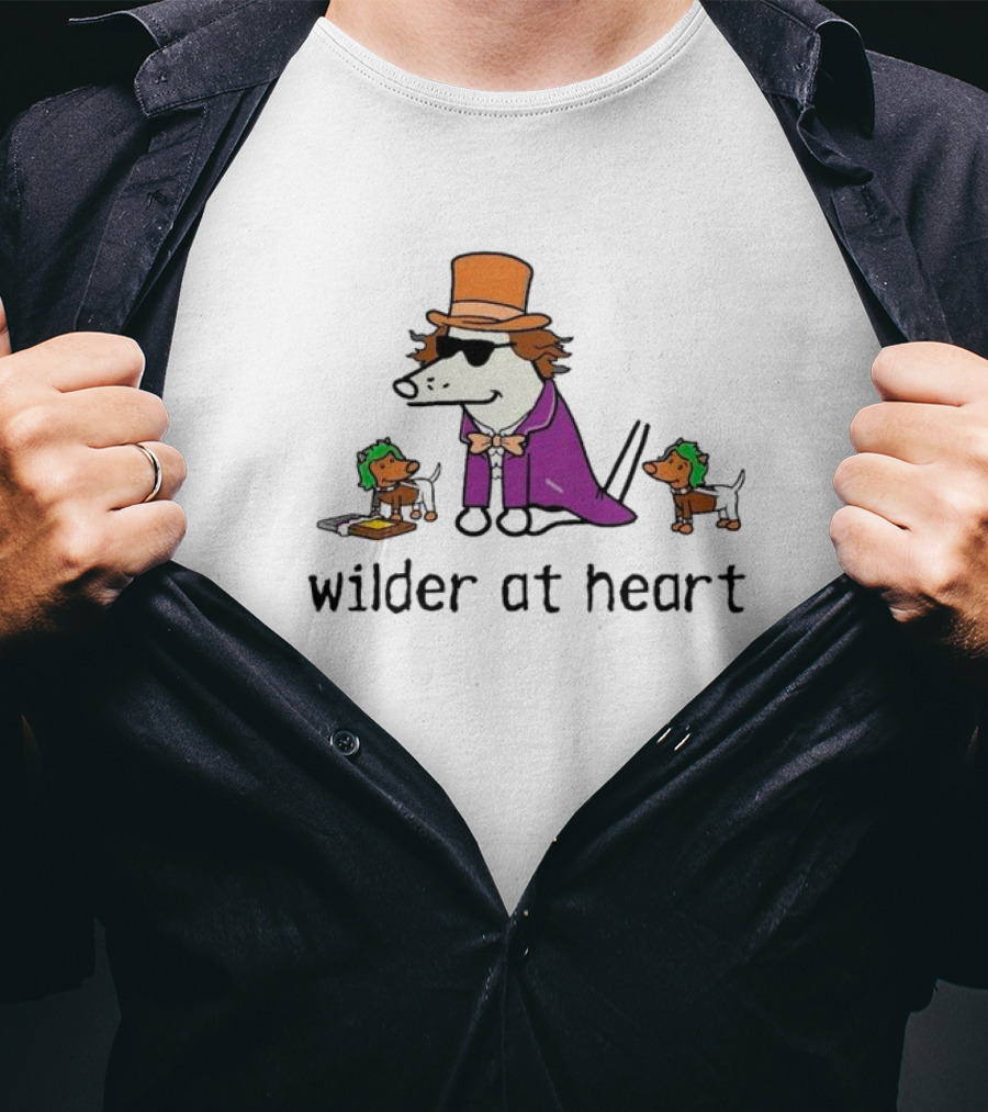 Wilder At Heart Dog In Orange Hat And Purple Outfit With Two Small Dogs T-Shirt