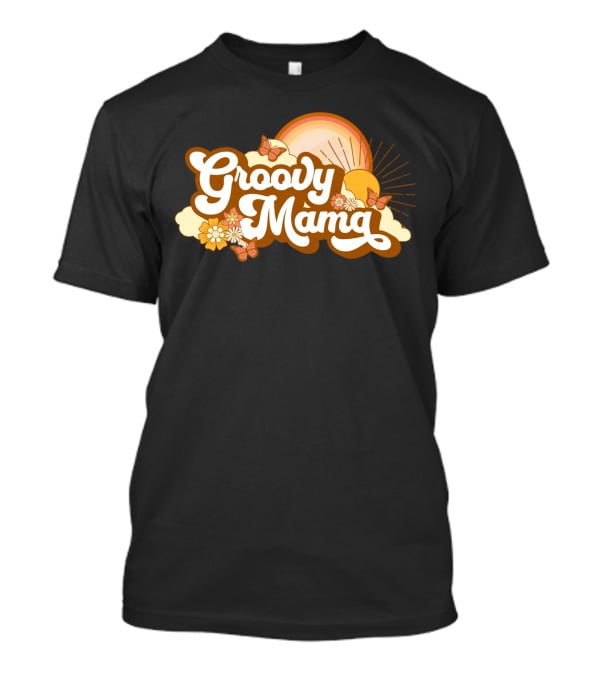 Groovy Mama Retro Sunflower Butterflies T-Shirt