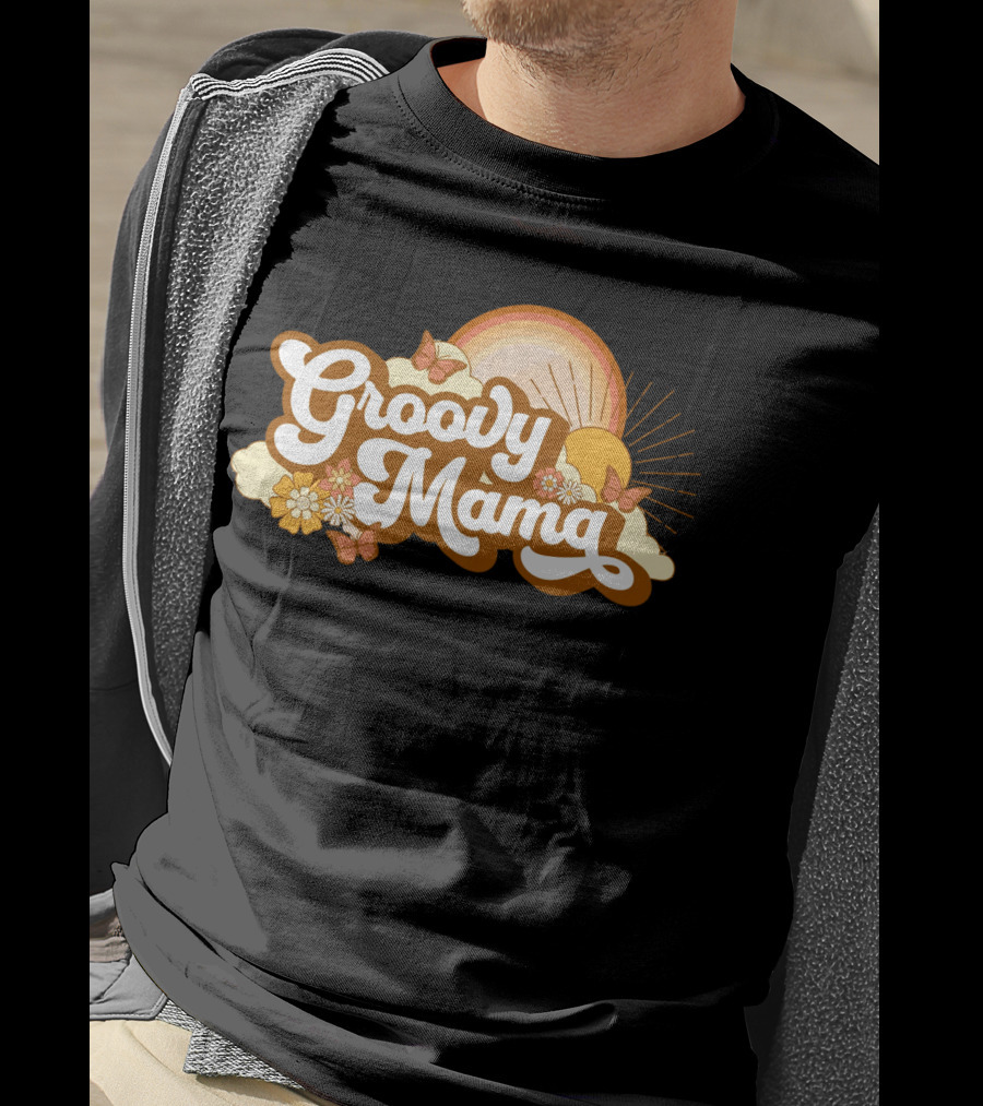 Groovy Mama Retro Sunflower Butterflies T-Shirt