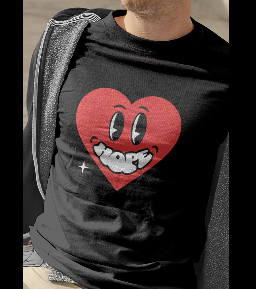 Hope Heart With Cartoon Eyes And Sparkle T-Shirt