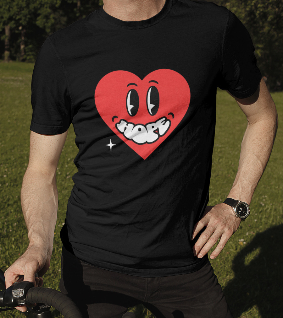 Hope Heart With Cartoon Eyes And Sparkle T-Shirt