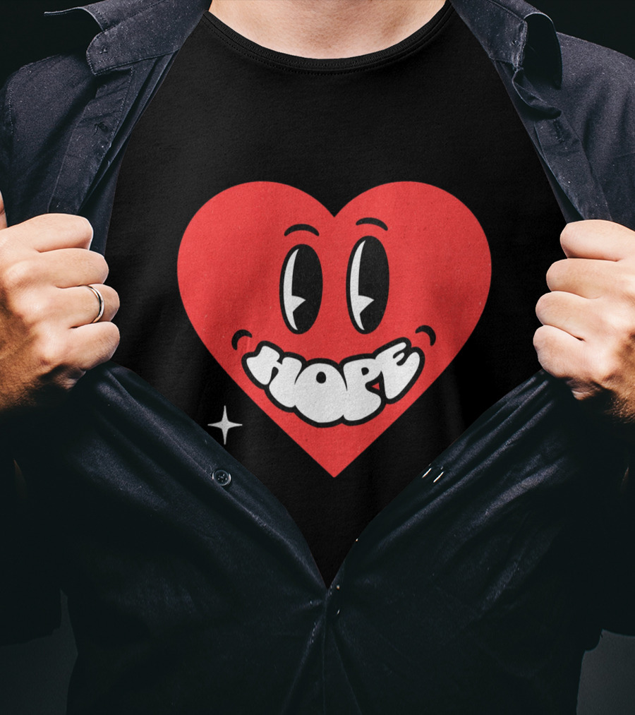 Hope Heart With Cartoon Eyes And Sparkle T-Shirt
